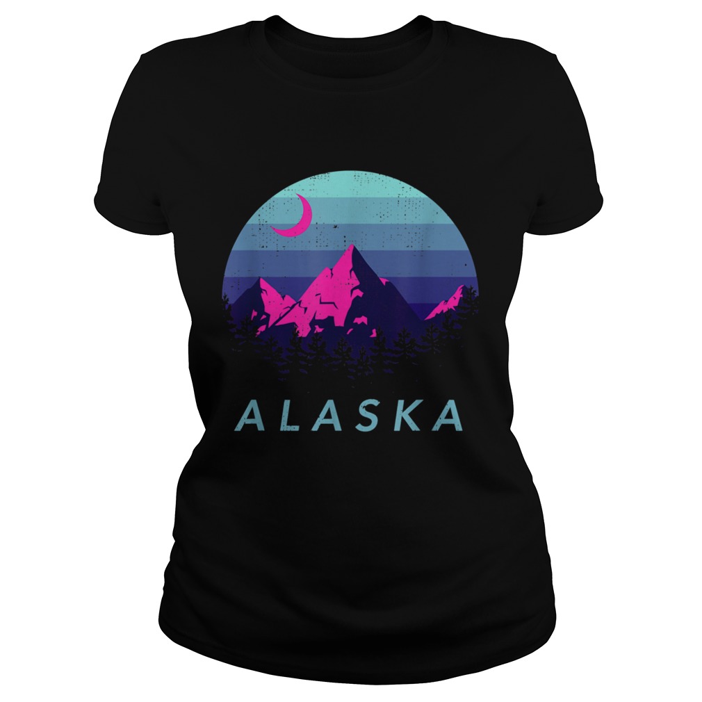 Alaska Vintage Mountain Sunset Outdoors Hiking Souvenir Classic Ladies