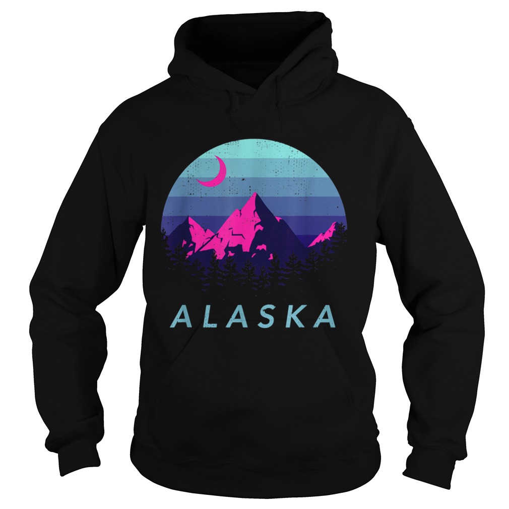 Alaska Vintage Mountain Sunset Outdoors Hiking Souvenir Hoodie