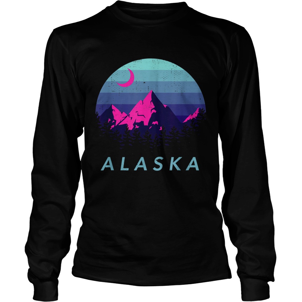 Alaska Vintage Mountain Sunset Outdoors Hiking Souvenir Long Sleeve