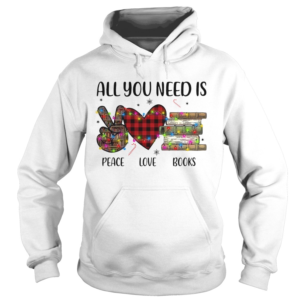 All You Need Is A Peace Love Books Merry Christmas Light Hoodie