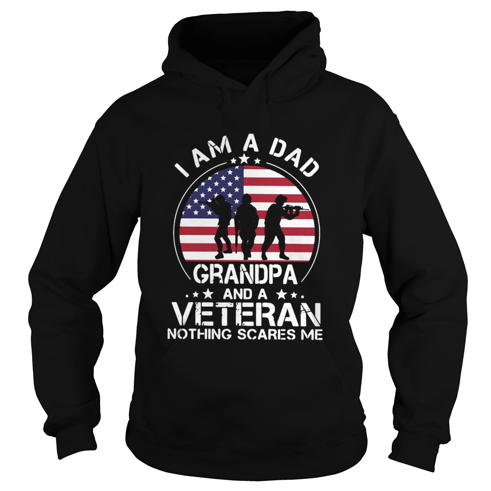 American Flag I Am A Dad Grandpa And A Veteran Nothing Scares Me Hoodie