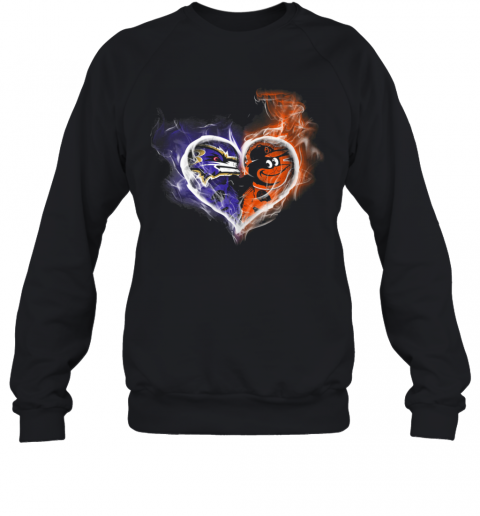 BALTIMORE RAVENS AND BALTIMORE ORIOLES SKULL LOVE T-Shirt Unisex Sweatshirt