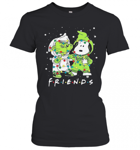Baby Grinch And Snoopy Friends Merry Christmas Light T-Shirt Classic Women's T-shirt
