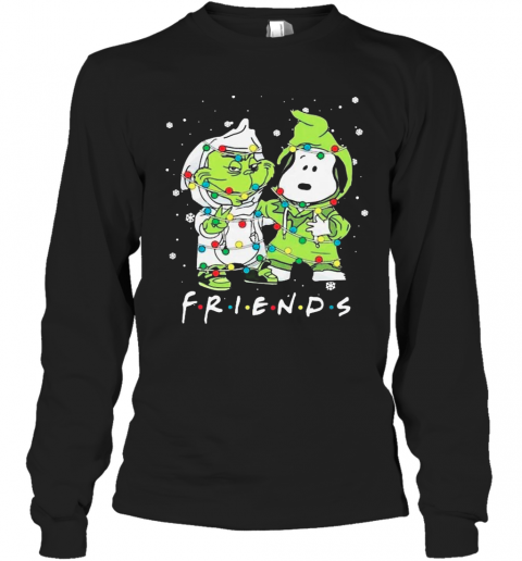 Baby Grinch And Snoopy Friends Merry Christmas Light T-Shirt Long Sleeved T-shirt 
