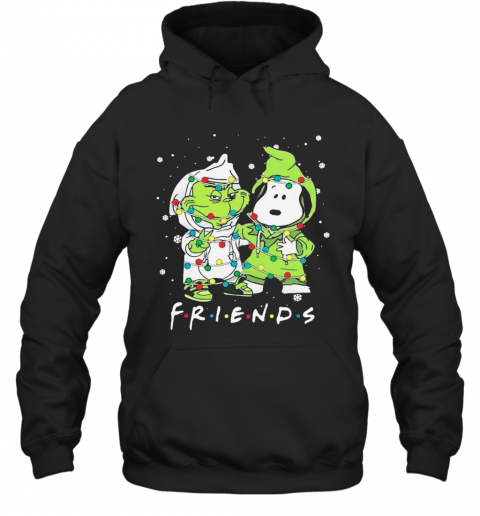 Baby Grinch And Snoopy Friends Merry Christmas Light T-Shirt Unisex Hoodie