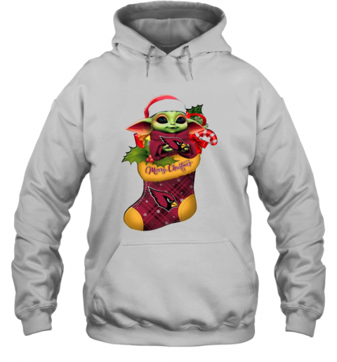 Baby Yoda Hug Arizona Cardinals Ornament Merry Christmas 2020 T-Shirt Unisex Hoodie