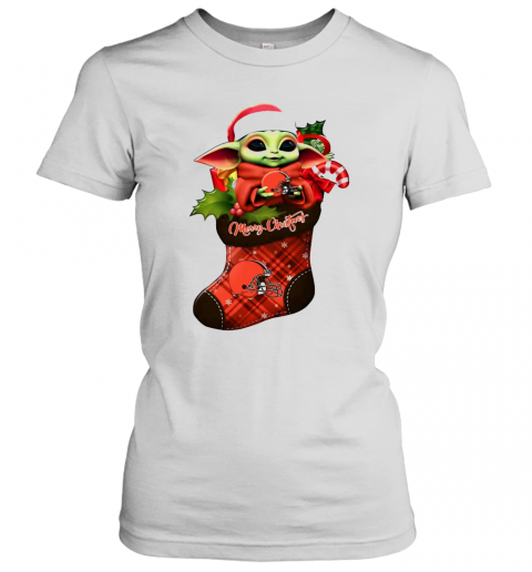 Baby Yoda Hug Cleveland Browns Ornament Merry Christmas 2020 T-Shirt Classic Women's T-shirt