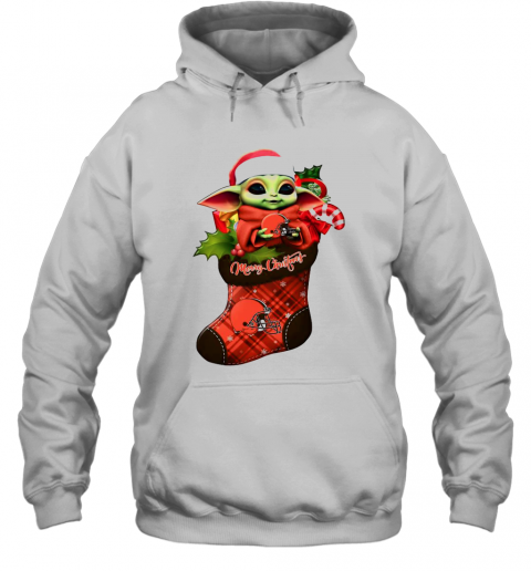 Baby Yoda Hug Cleveland Browns Ornament Merry Christmas 2020 T-Shirt Unisex Hoodie