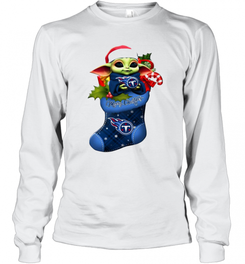 Baby Yoda Hug Tennessee Titans Ornament Merry Christmas 2020 T-Shirt Long Sleeved T-shirt 