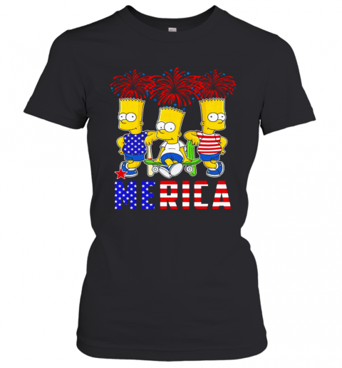 Bart Simpson Happy The 4Th Of July America T-Shirt Classic Women's T-shirt