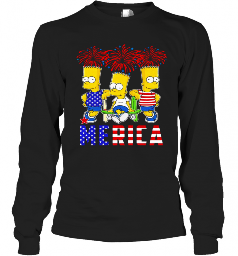 Bart Simpson Happy The 4Th Of July America T-Shirt Long Sleeved T-shirt 