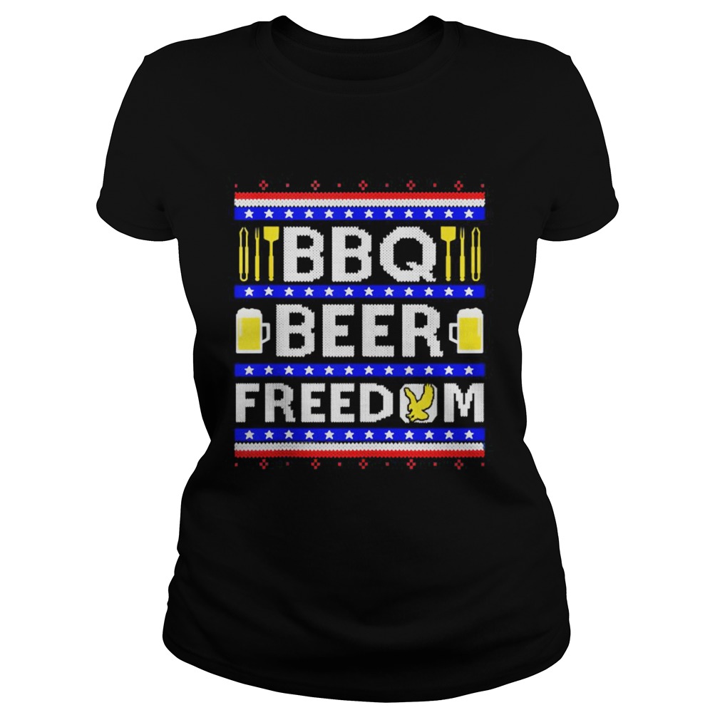 Bbq Beer Freedom Ugly Christmas Classic Ladies
