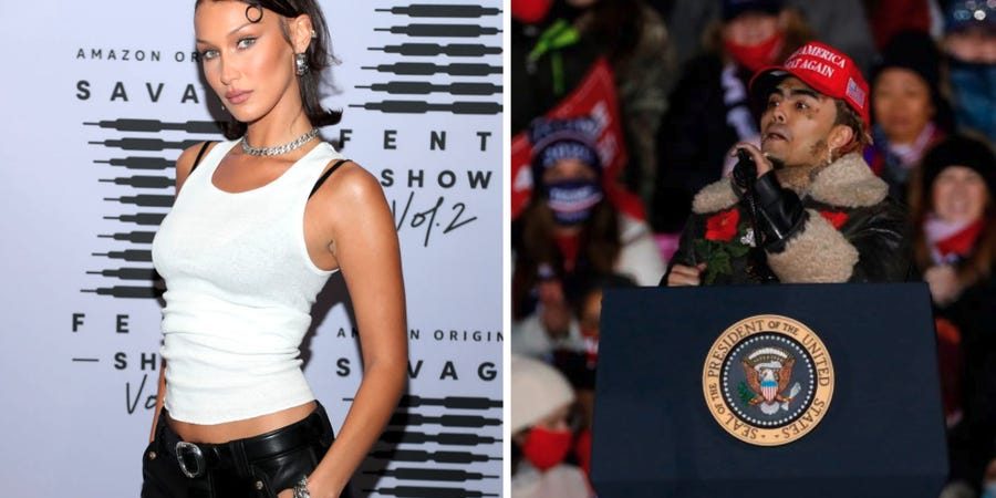 Bella Hadid calls out Lil Pump for supporting Trump after he appeared at a campaign rally for the president
