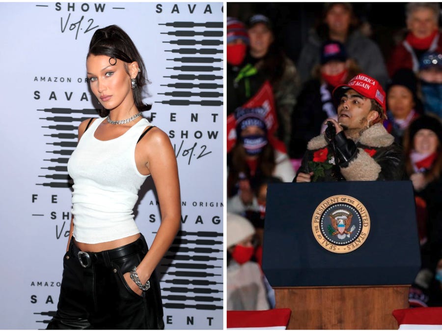 Bella Hadid calls out Lil Pump for supporting Trump after he appeared at a campaign rally for the president