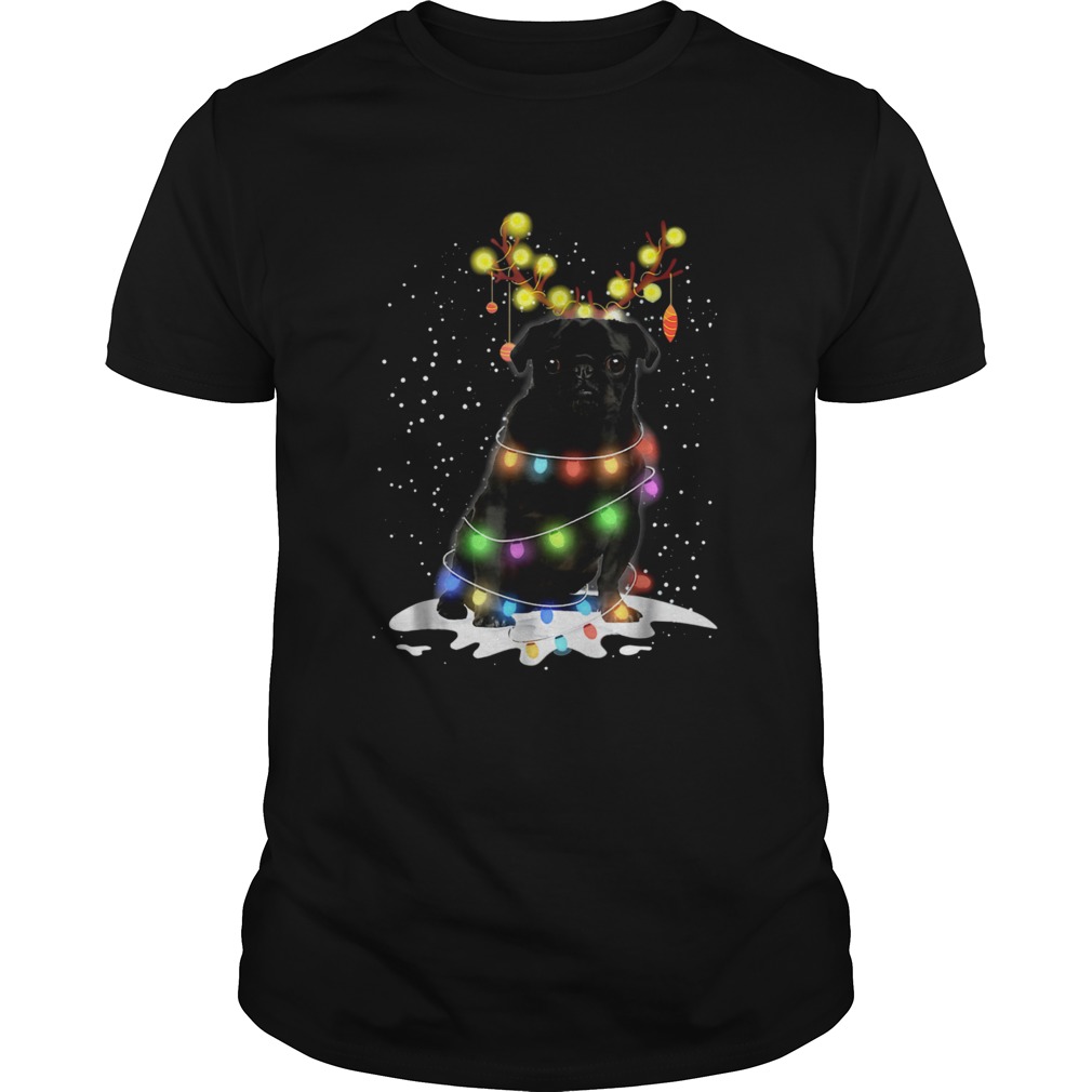Black Pug Blinker Dog Christmas Light shirt