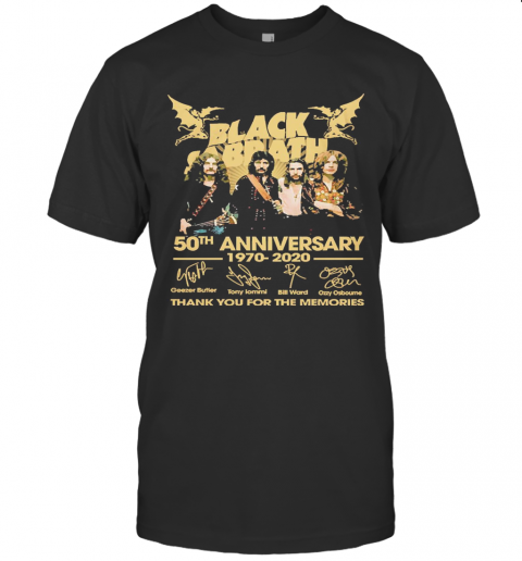 Black Sabbath 50Th Anniversary 1970 2020 Thank You For The Memories Signatures T-Shirt