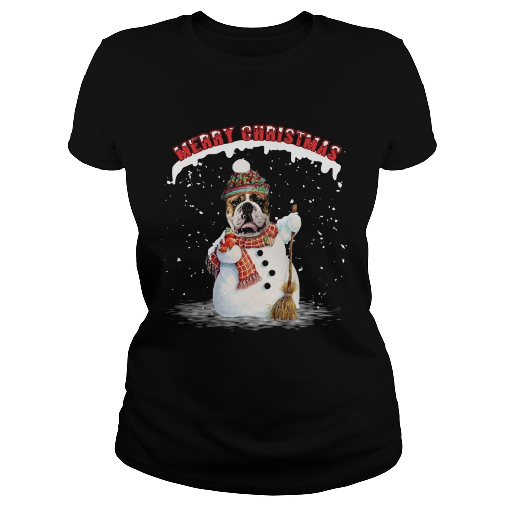 Bulldog snowman Merry Christmas Classic Ladies