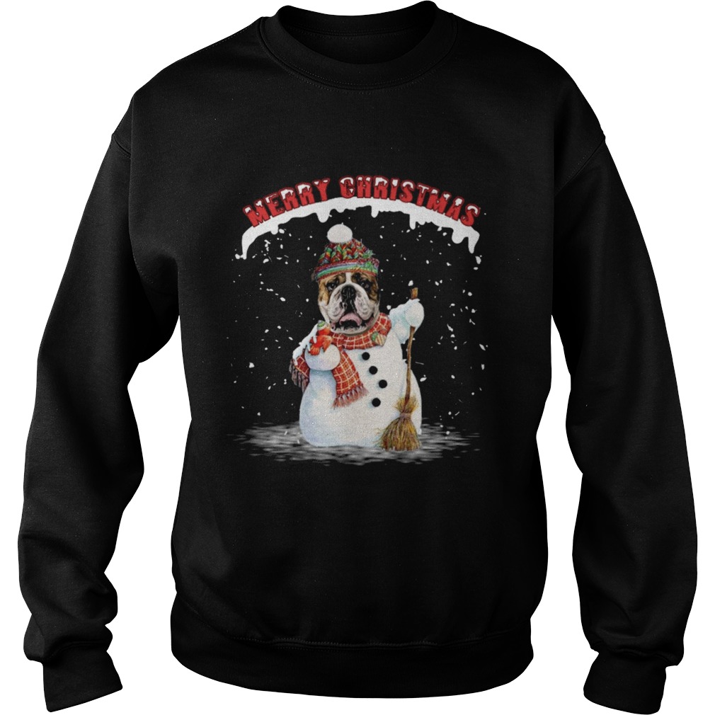 Bulldog snowman Merry Christmas Sweatshirt
