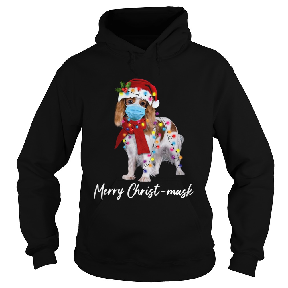 Cavalier King Gorgeous Face Mask Merry Christ Christmas Light Hoodie