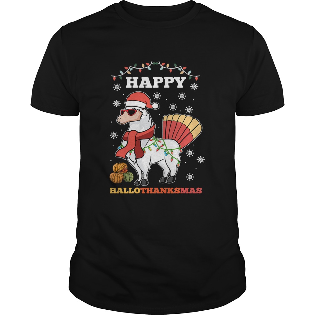 Christmas Happy HallothanksMas Turkey Llama Xmas shirt