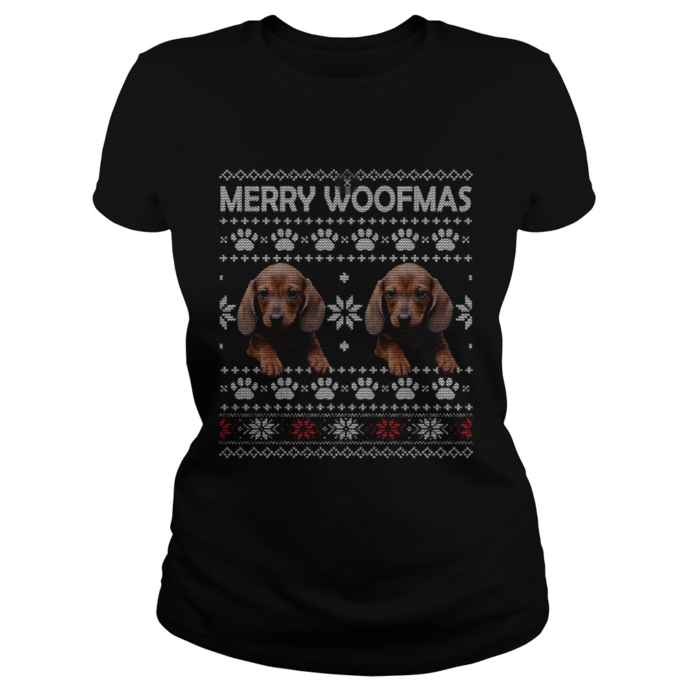Dachshund Merry Woofmas Paw Ugly Merry Christmas Classic Ladies