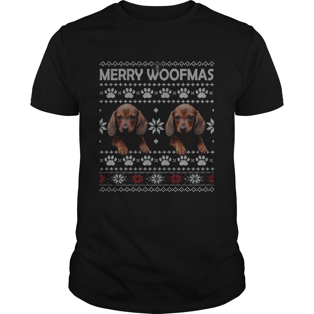 Dachshund Merry Woofmas Paw Ugly Merry Christmas shirt