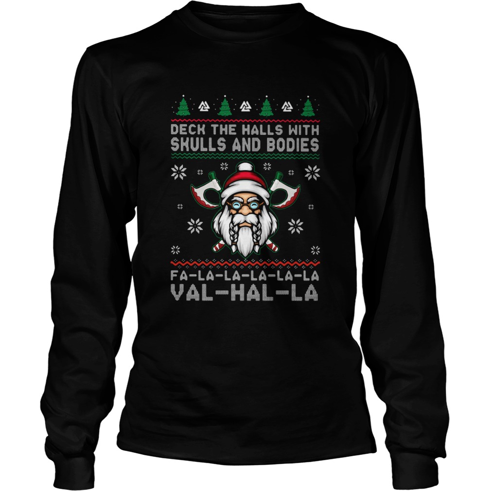 Deck The Halls With Skulls And Bodies Ugly Christmas Long Sleeve