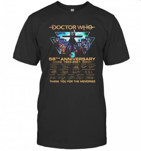 Doctor Who 58Th Anniversary 1963 2021 Thank You For The Memories Signatures T-Shirt