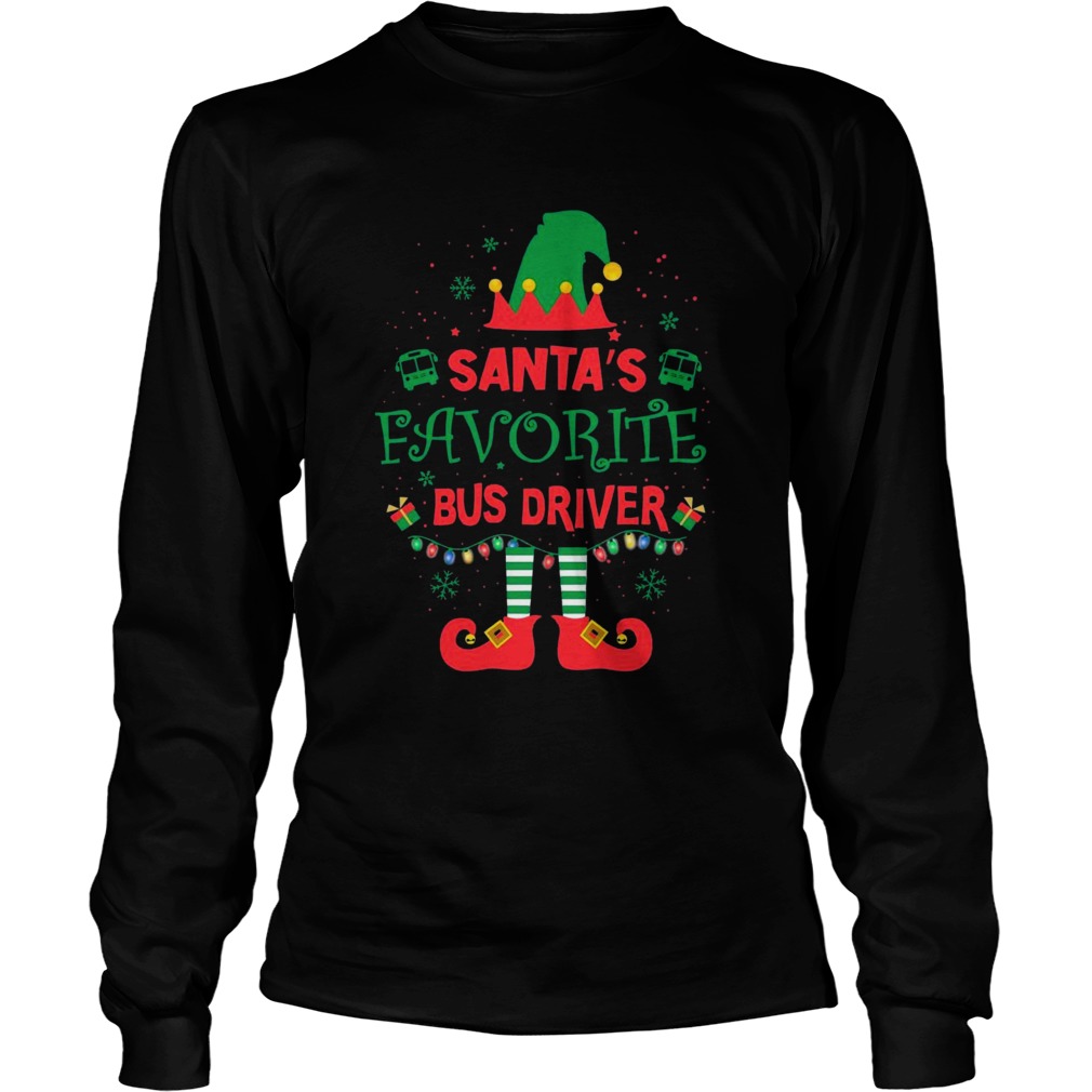 ELF Santas Favorite Bus Driver Merry Christmas t Long Sleeve