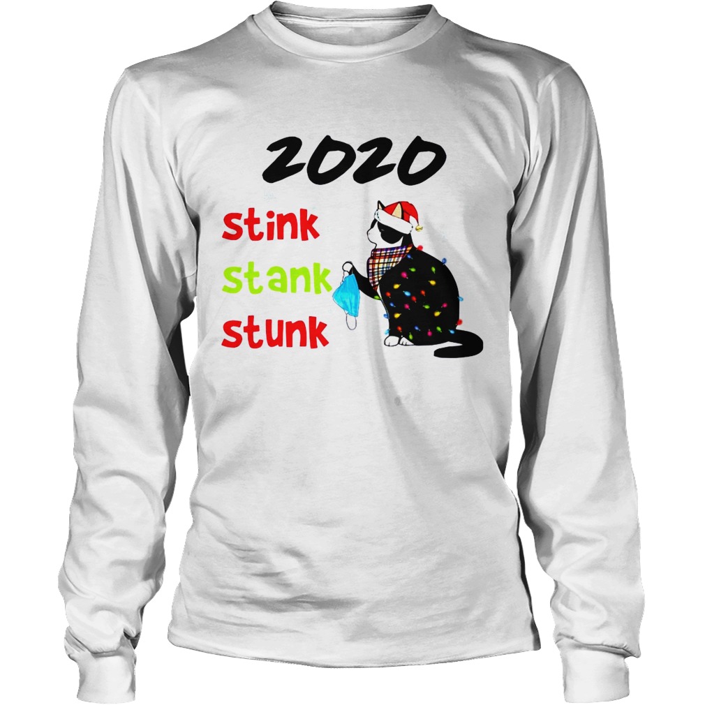 Hand Black Cat Santa Holding Mask 2020 Stink Stank Stunk Christmas Light Long Sleeve