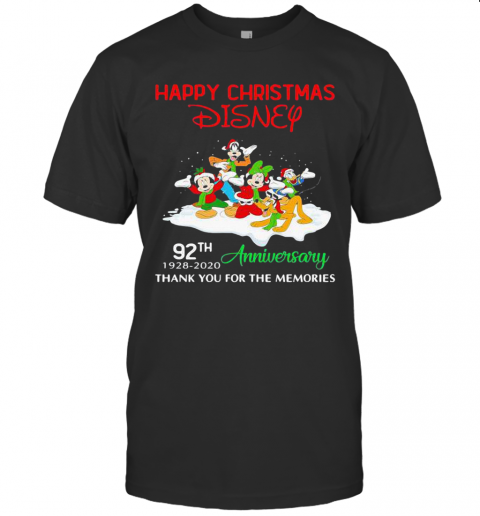 Happy Christmas Disney 92Th Anniversary Thank You For The Memories T-Shirt