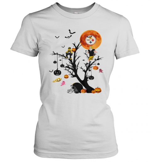 Happy Halloween Tree Pittsburgh Steelers Moon T-Shirt Classic Women's T-shirt