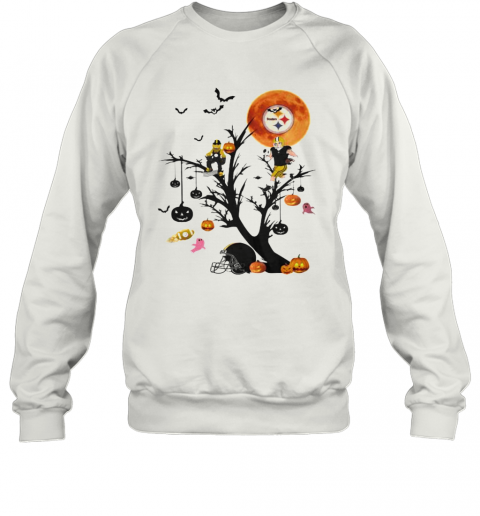 Happy Halloween Tree Pittsburgh Steelers Moon T-Shirt Unisex Sweatshirt