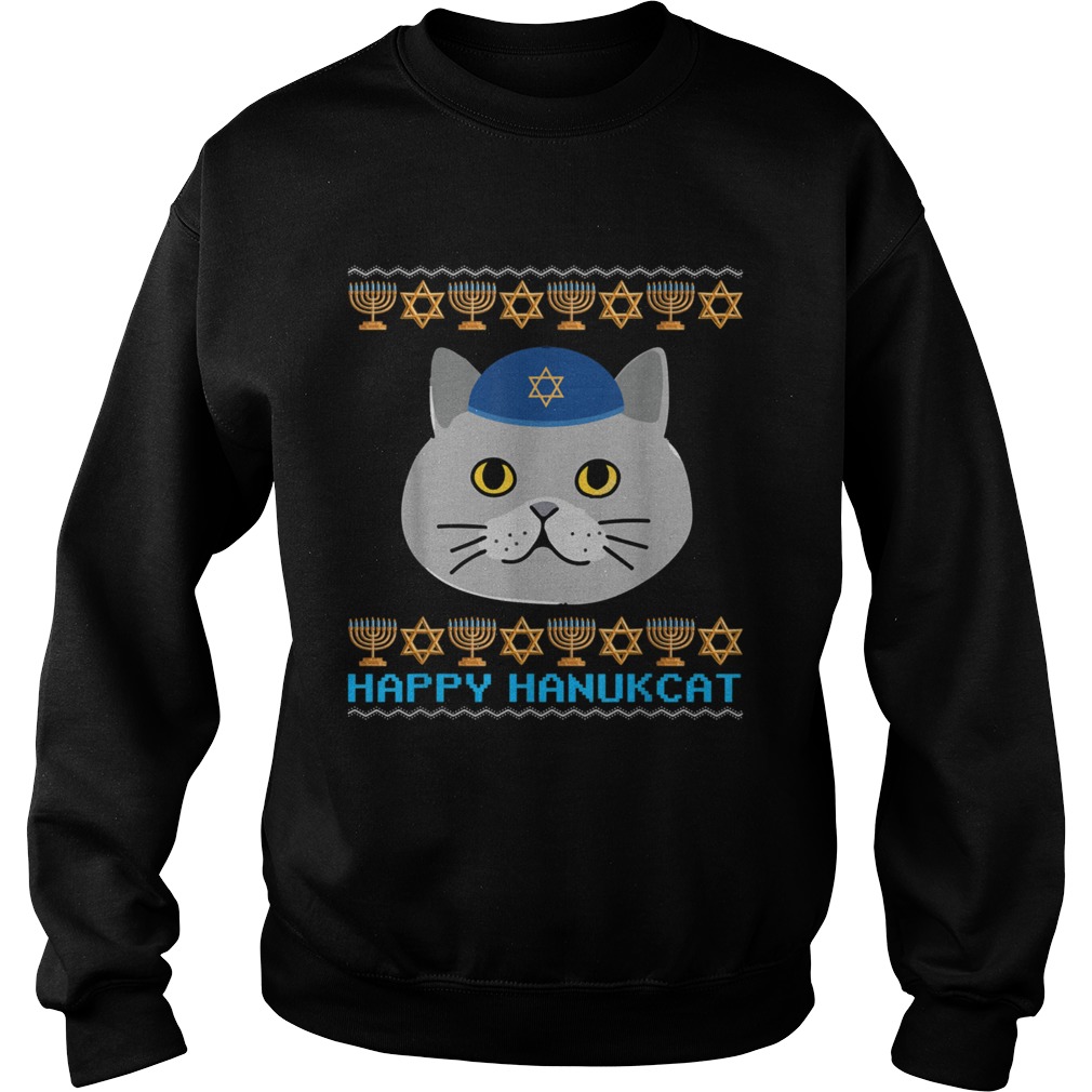 Happy Hanukcat Ugly Hanukkah Cat Chanukah Jewish Sweatshirt