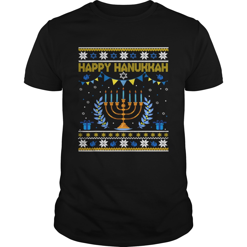 Happy Hanukkah Jew Menorah Jewish Ugly Christmas shirt