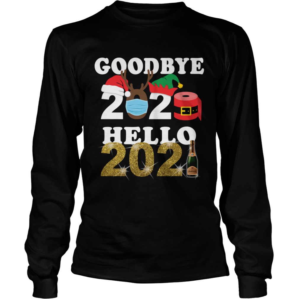 Happy New Year Goodbye 2020 Hello 2021 Face Mask Champagne Long Sleeve