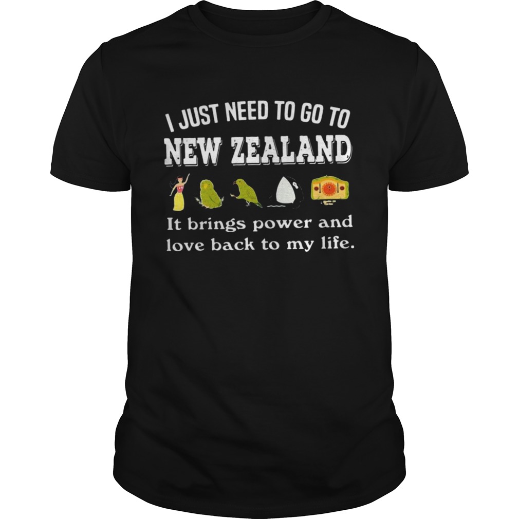 I Just Need To Go To New Zealand It Beings Power And Love Back To My Life shirt