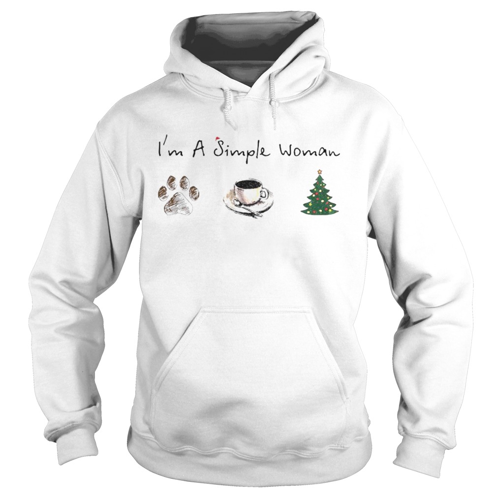 Im A Simple Woman Dog Paw Coffee And Tree Christmas Shirt Hoodie