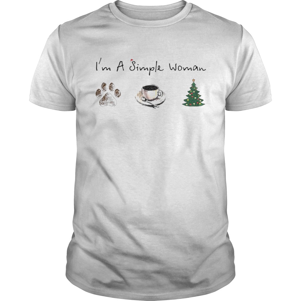Im A Simple Woman Dog Paw Coffee And Tree Christmas Shirt
