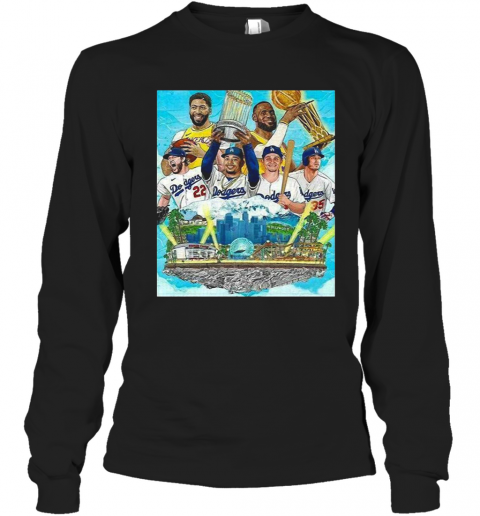 Los Angeles Lakers And Los Angeles Dodgers Champions 2020 Player T-Shirt Long Sleeved T-shirt 