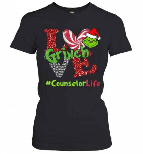 Love Grinch #Counselorlife Christmas T-Shirt Classic Women's T-shirt