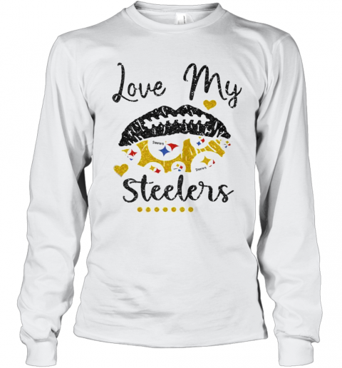 Love My Pittsburgh Steelers Lips T-Shirt Long Sleeved T-shirt 