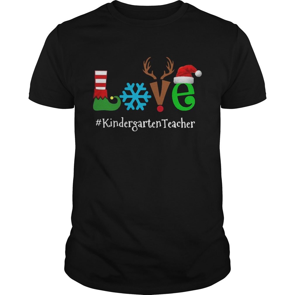 Love Snow Elf Reindeer Kindergarten Teacher Christmas shirt