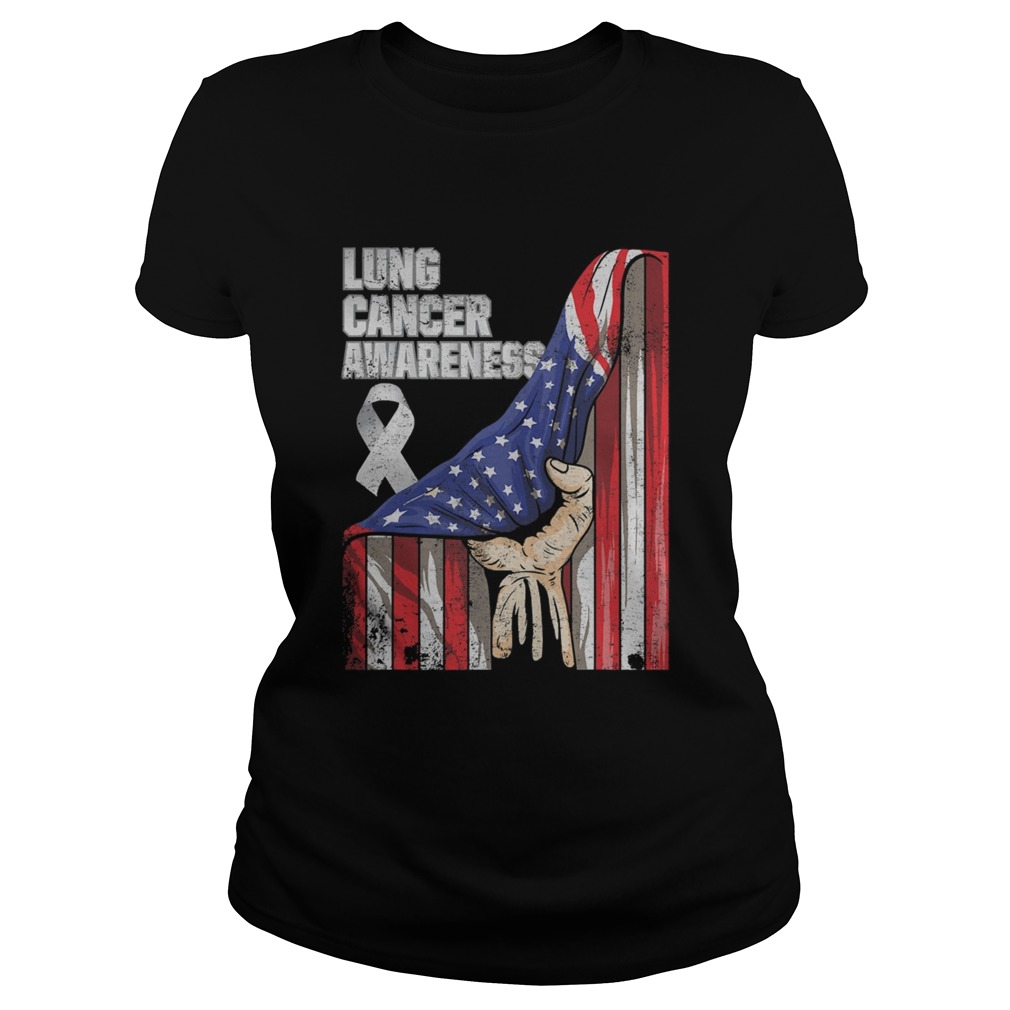 Lung Cancer Awareness American Flag Classic Ladies
