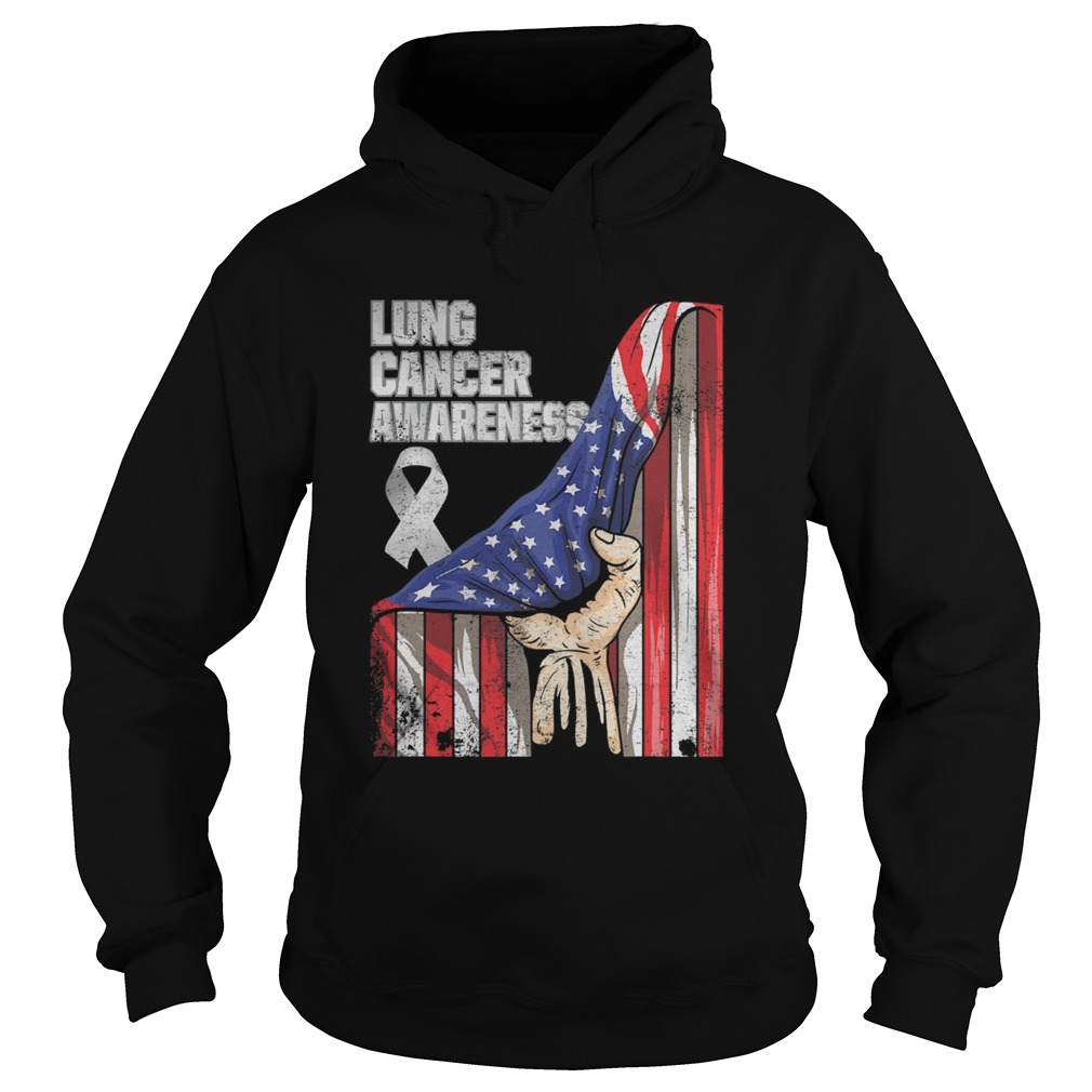 Lung Cancer Awareness American Flag Hoodie