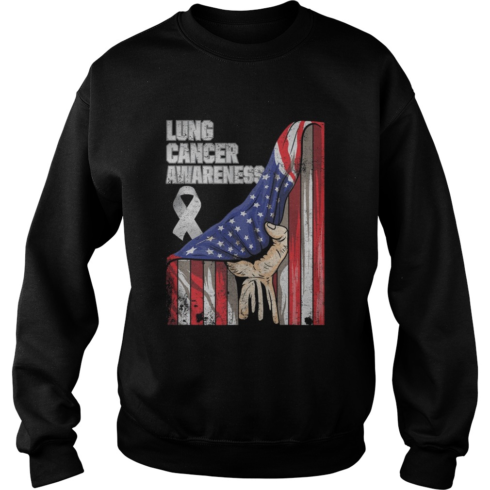 Lung Cancer Awareness American Flag Sweatshirt