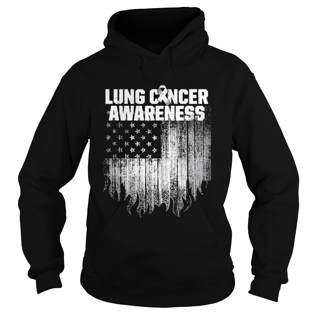Lung Cancer Awareness Survivor Therapists Carcinoma Warrior American Flag Hoodie
