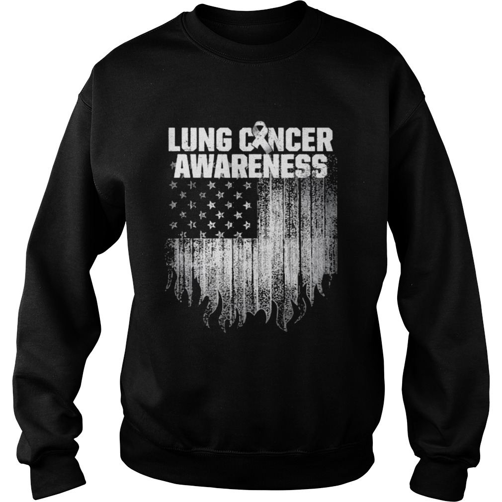 Lung Cancer Awareness Survivor Therapists Carcinoma Warrior American Flag Sweatshirt