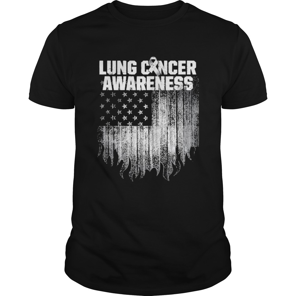 Lung Cancer Awareness Survivor Therapists Carcinoma Warrior American Flag shirt
