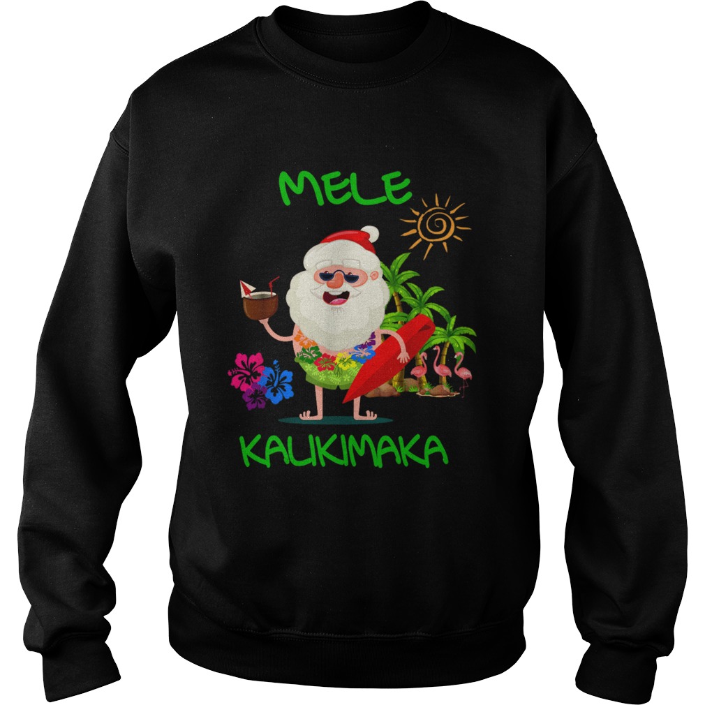Mele Kalikimaka Hawaiian Christmas Hawaii Surfing Santa Gift Sweatshirt